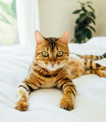 cat on bed