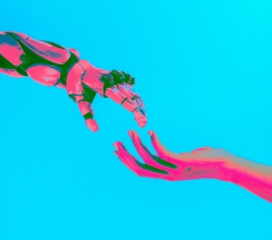 robot and human hand